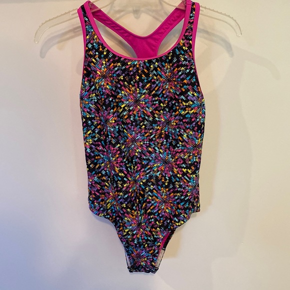 Speedo | Swim | Speedo Black Bright Rainbow Splash One Piece W ...